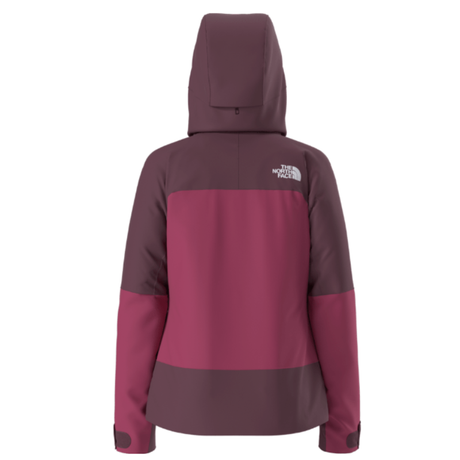 Maroon and pink jacket with The North Face logo on a white background