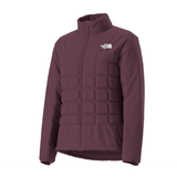 Maroon puffer jacket with brand logo on a white background