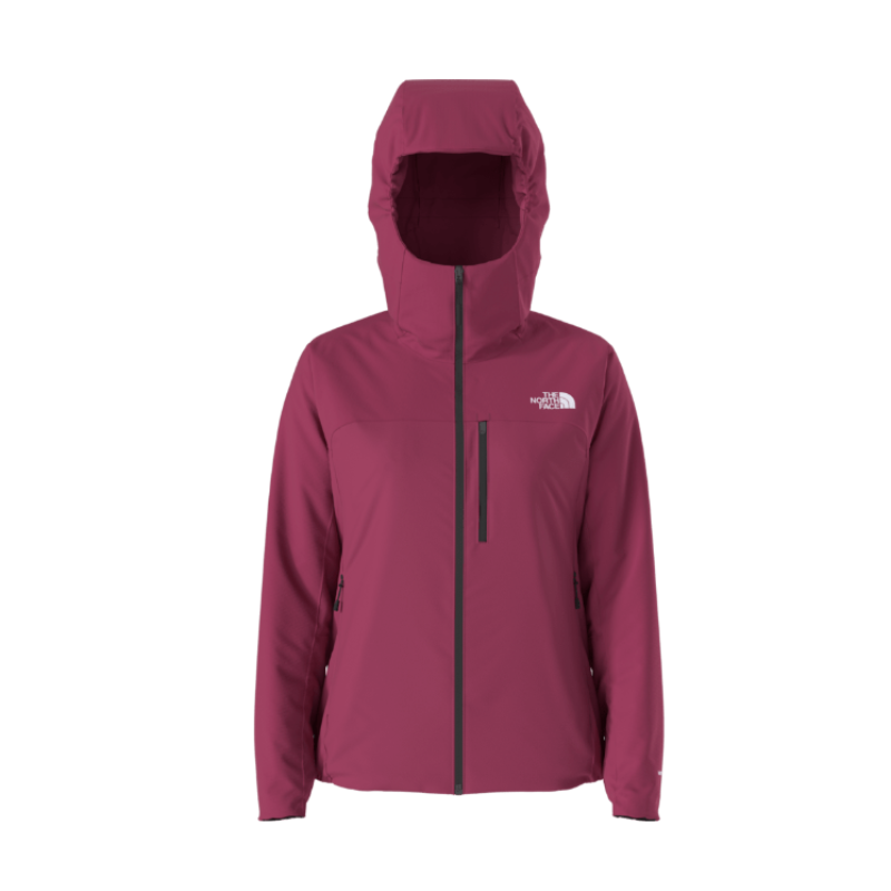 Maroon jacket with a hood on a white background