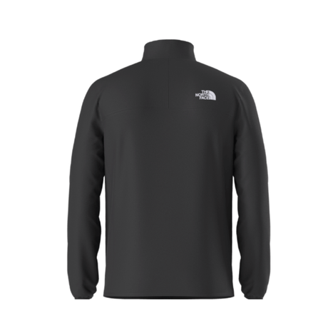 Black long-sleeve shirt with a logo on the chest against a white background