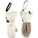 Pair of beige and brown mittens with a strap on a white background