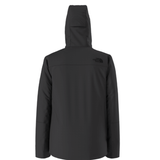 Black jacket with a hood on a white background