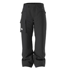 Black cargo pants with a brand logo on a white background
