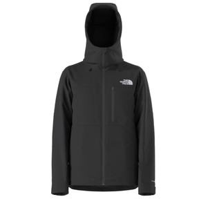 Black jacket with a brand logo on a white background