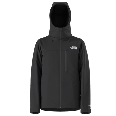 Black jacket with a brand logo on a white background