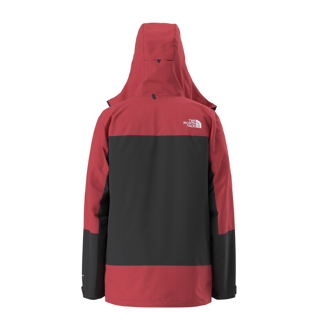 Red and black jacket with The North Face logo on a white background