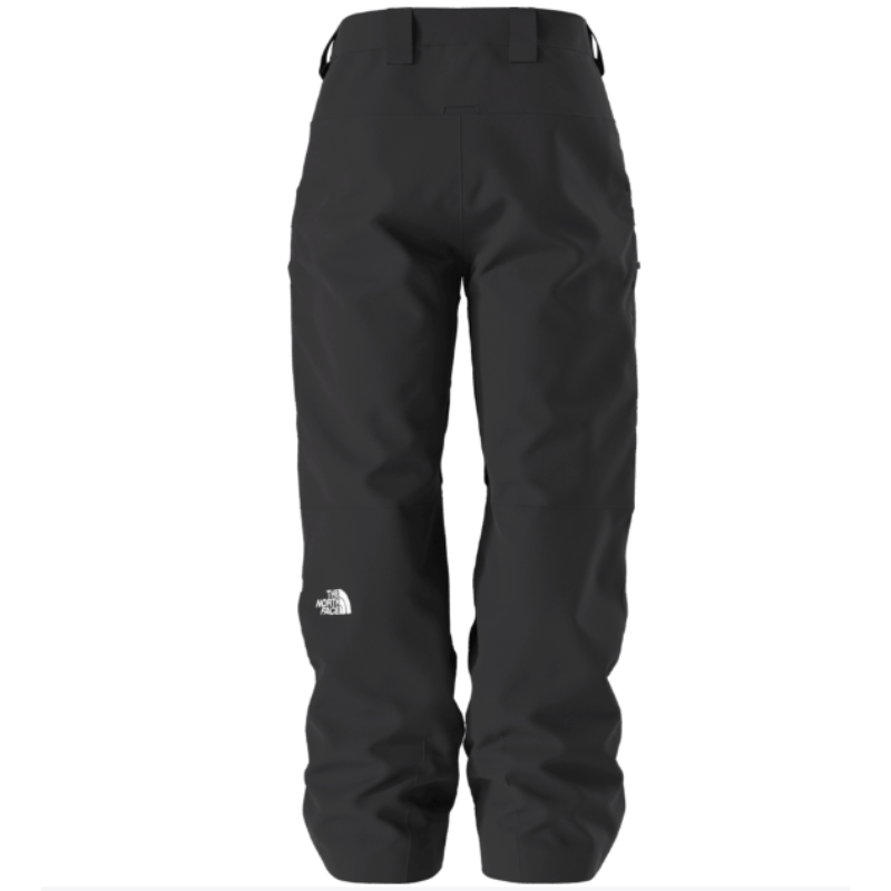 Black snow pants with a brand logo on a white background