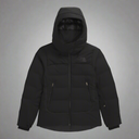 Black hooded jacket on a white background