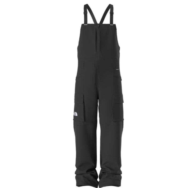 Black bib overalls on a white background