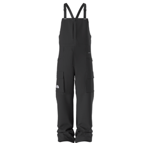 Black bib overalls on a white background