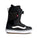 Black snowboard boot with white sole on a white background