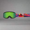 multicolor ski goggles with 'Giro' branding on a grey background