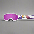 Purple ski goggles with a white frame on a white background, featuring the Giro logo.