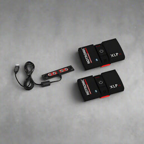 Two black electronic devices with 'XLP' branding on a white background
