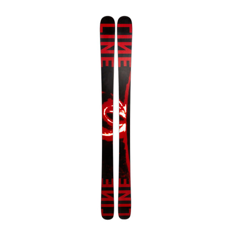 Black and red skis with 'Line' branding on a white background