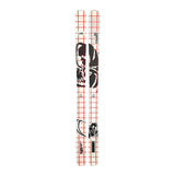 Ski with red and white checkered pattern on a white background