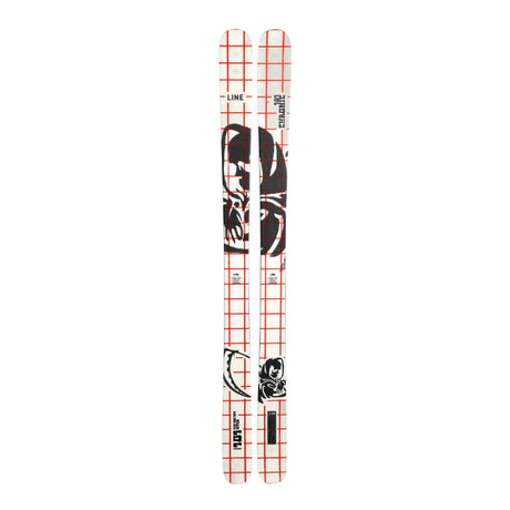 Ski with red and white checkered pattern on a white background