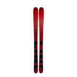 Red and black skis with a visible line brand logo on a white background