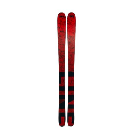 Red and black skis with a visible line brand logo on a white background