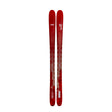 Red skis with line branding on a white background