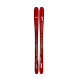 Red skis with line branding on a white background