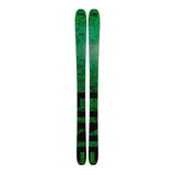 Green and black skis on a white background