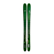 Green skis with line branding on a white background