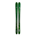 Green skis with line branding on a white background