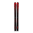 Red and black skis on a white background