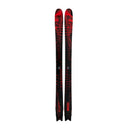 Red and black skis on a white background