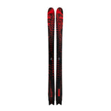 Red and black skis on a white background