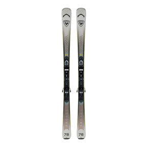 Pair of skis with bindings on a white background