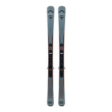 Pair of skis with bindings on a white background