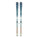 Pair of skis with bindings on a white background