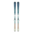 Pair of skis with bindings on a white background
