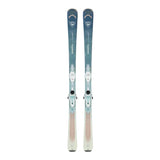 Pair of skis with bindings on a white background