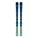 Blue skis with bindings on a white background