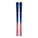 Blue and pink skis with a gradient design on a white background