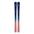 Blue and pink skis with a gradient design on a white background