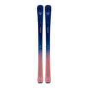 Blue and pink skis with a gradient design on a white background