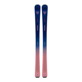 Blue and pink skis with a gradient design on a white background