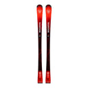 Red and black Rossignol ski on a white background