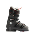 Gray ski boot with black straps on a white background