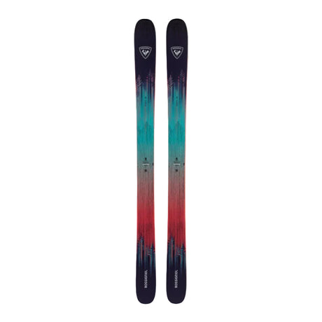 Gradient skis with red, blue, and black colors on a white background