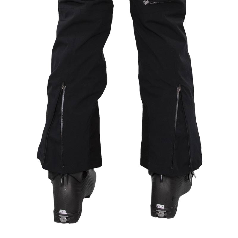 Obermeyer women's bliss ski bib pant in black- bottom back zipper 