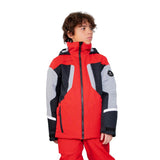 Obermeyer fleet boys' ski jacket in brakelight red- front view