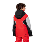 Obermeyer fleet boys' ski jacket in brakelight red- back view