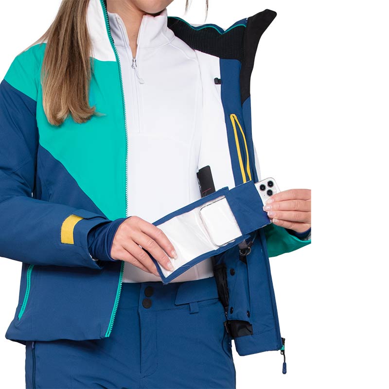 Obermeyer Women's Kayla ski Jacket in Starling pattern- pockets