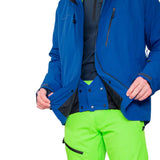 Obermeyer Raze ski jacket for men in stellar blue - powder skirt