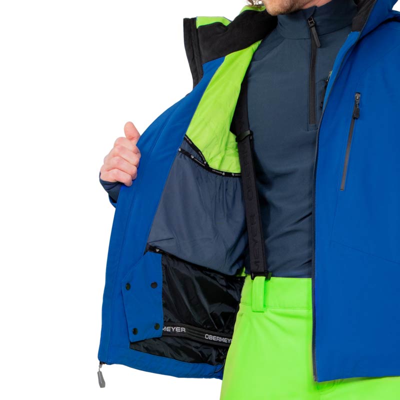 Obermeyer Raze ski jacket for men in stellar blue - inside details
